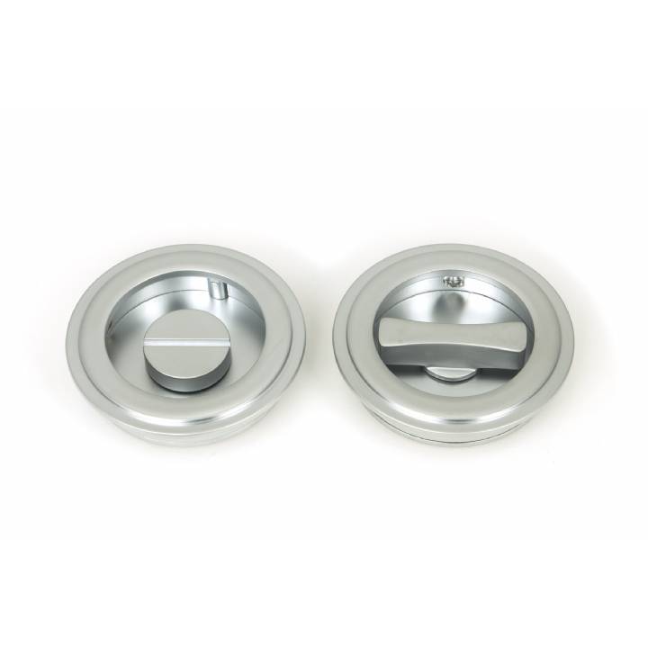 Satin Chrome 60mm Art Deco Round Pull - Privacy Set