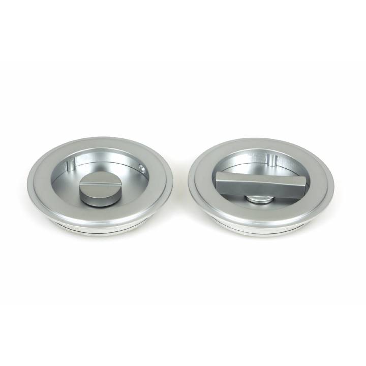 Satin Chrome 75mm Art Deco Round Pull - Privacy Set