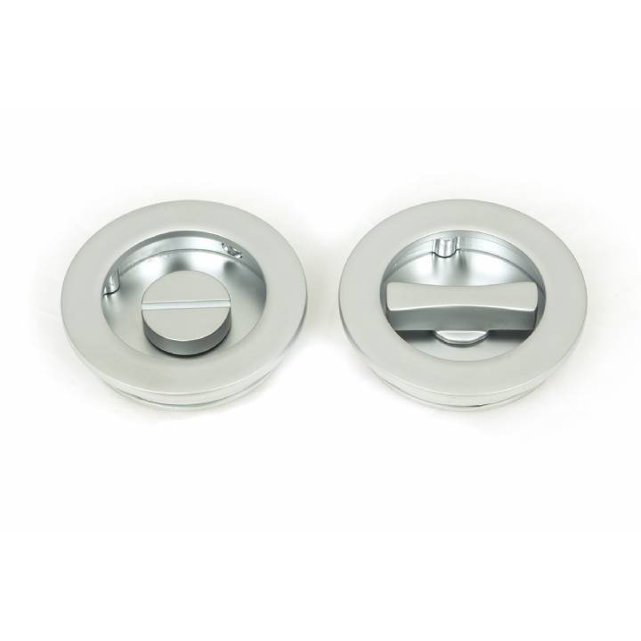 Satin Chrome 60mm Plain Round Pull - Privacy Set