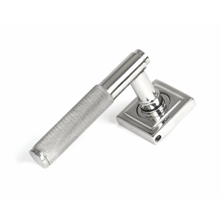 Polished Marine SS (316) Brompton Lever on Rose Set (Square)