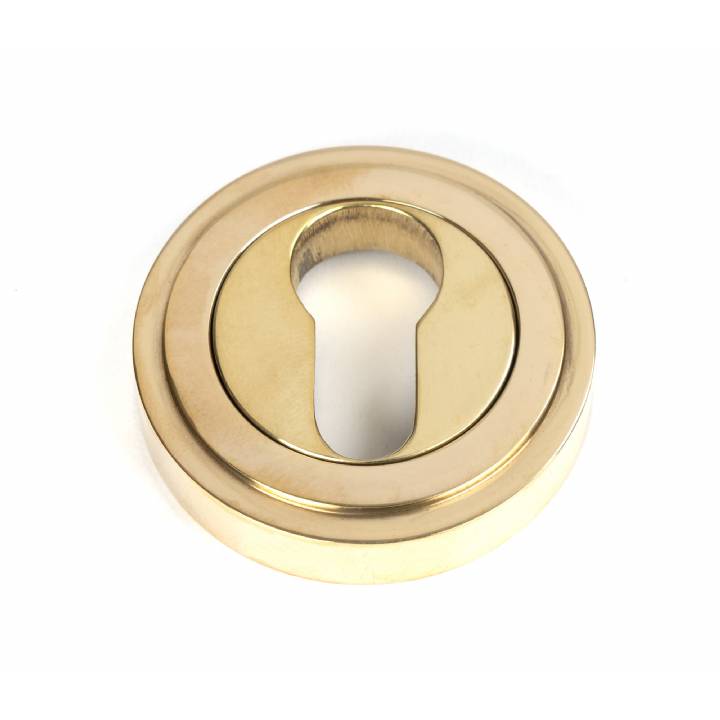 Polished Brass Round Euro Escutcheon (Art Deco)