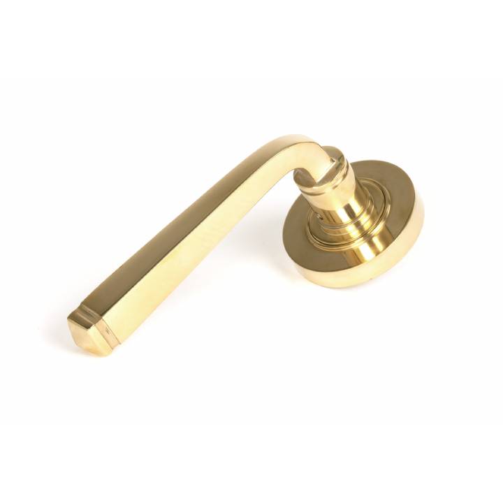 Polished Brass Avon Round Lever on Rose Set (Plain)