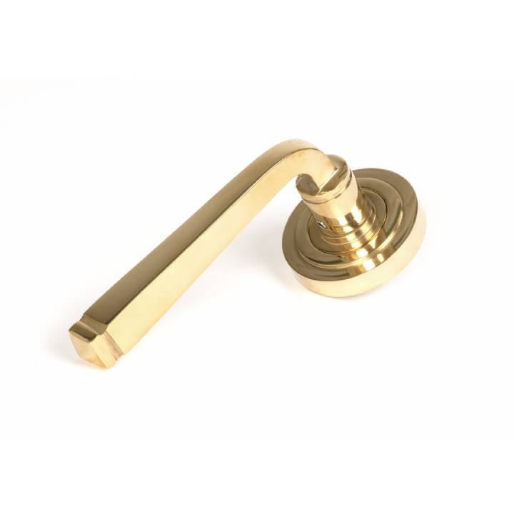 Polished Brass Avon Round Lever on Rose Set (Art Deco) - Unsprung