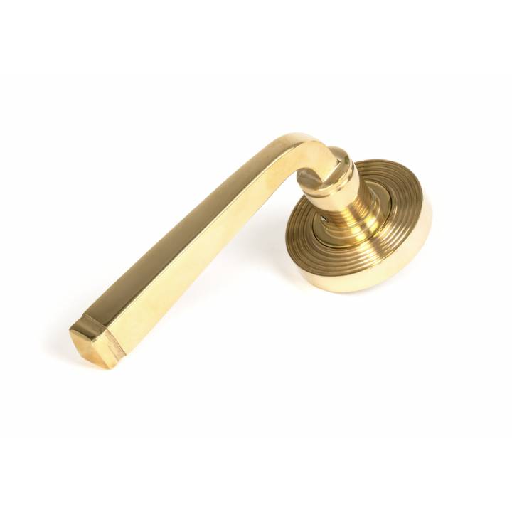 Polished Brass Avon Round Lever on Rose Set (Beehive)