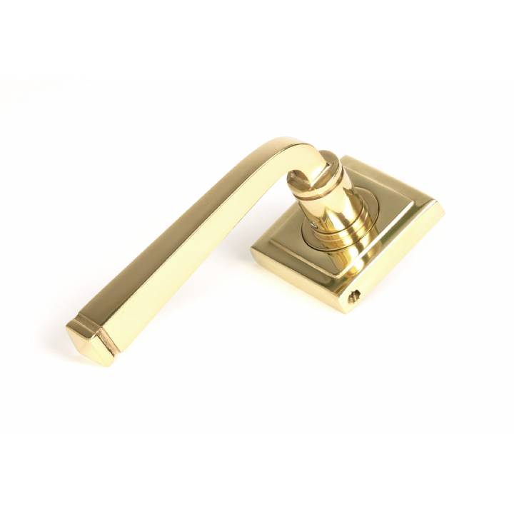 Polished Brass Avon Round Lever on Rose Set (Square) - Unsprung