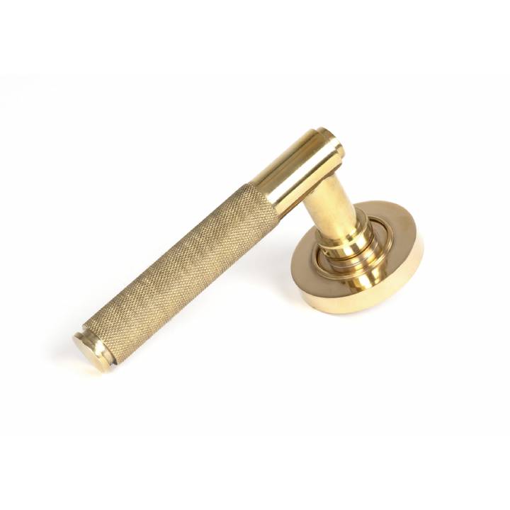 Polished Brass Brompton Lever on Rose Set (Plain) - Unsprung