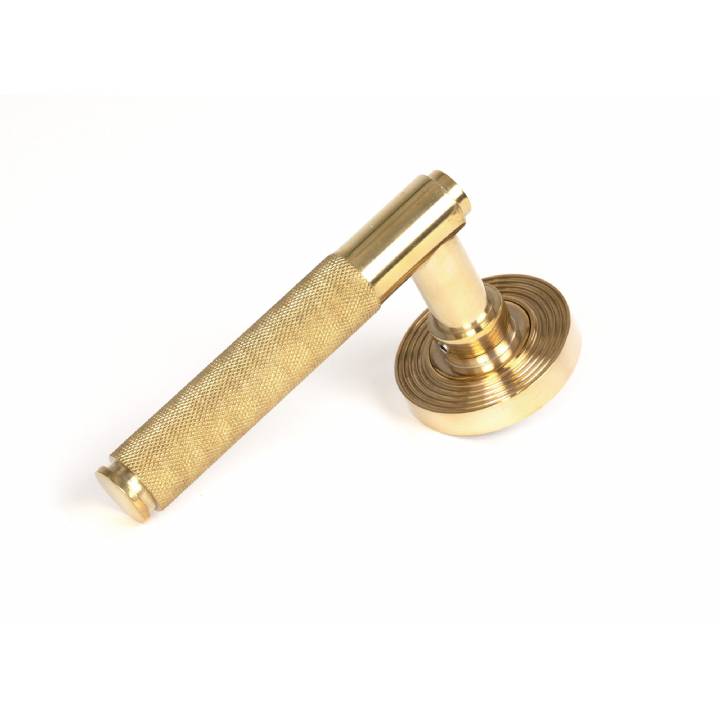 Polished Brass Brompton Lever on Rose Set (Beehive) - Unsprung