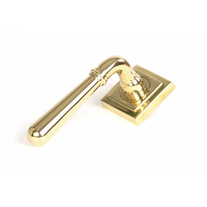 Polished Brass Newbury Lever on Rose Set (Square) - Unsprung