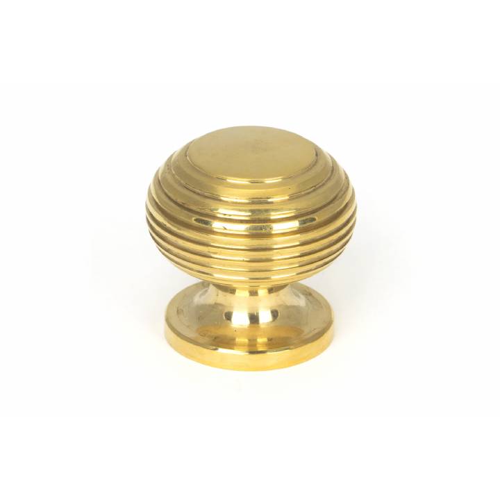 Polished Brass Beehive Cabinet Knob 30mm