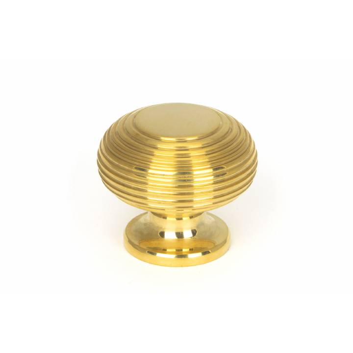 Polished Brass Beehive Cabinet Knob 40mm