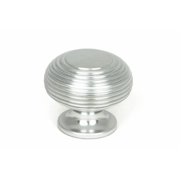 Satin Chrome Beehive Cabinet Knob 40mm