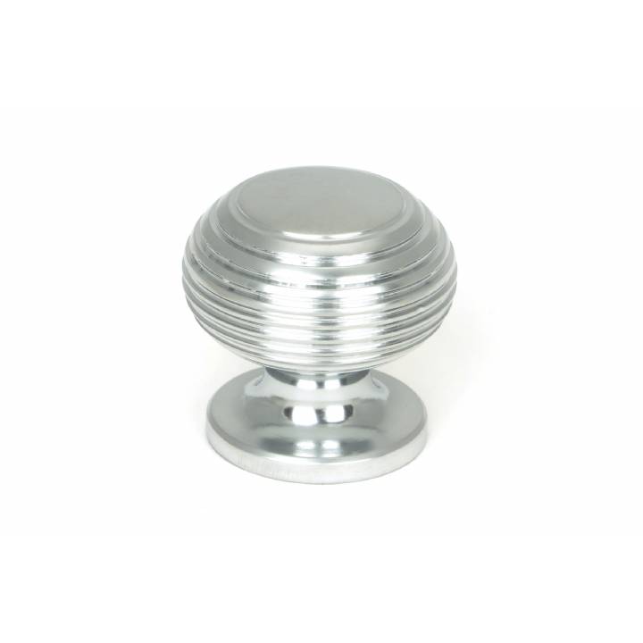 Satin Chrome Beehive Cabinet Knob 30mm