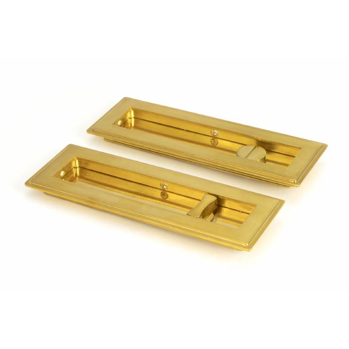 Polished Brass 175mm Art Deco Rectangular Pull - Privacy Set