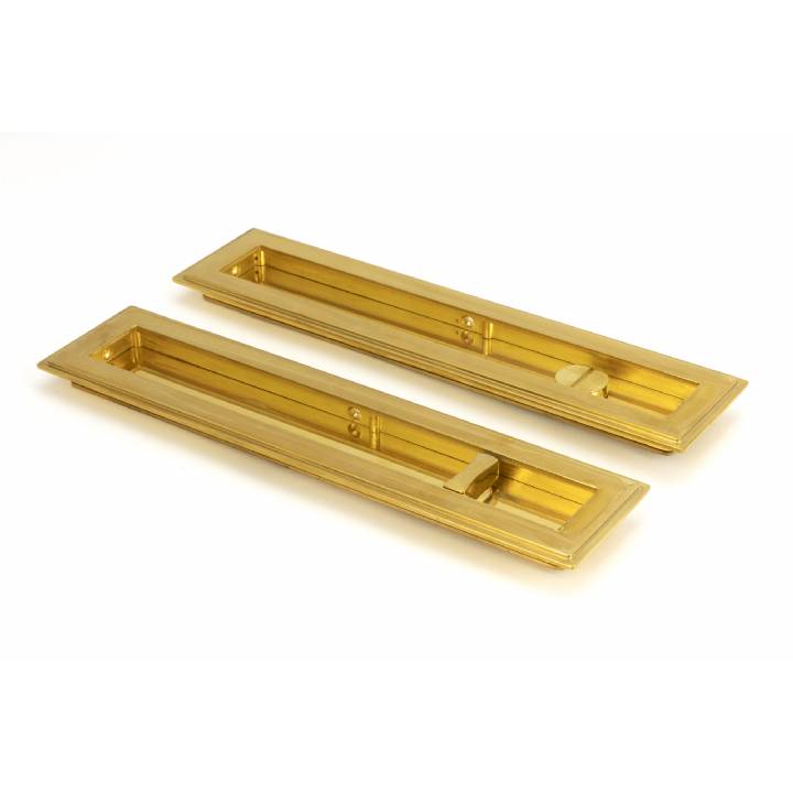 Polished Brass 250mm Art Deco Rectangular Pull - Privacy Set