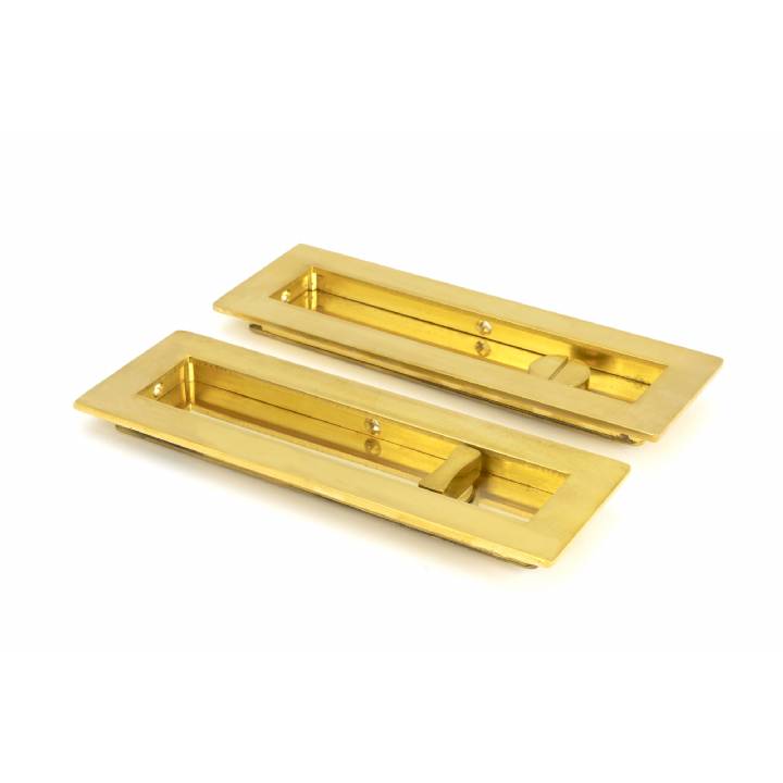 Polished Brass 175mm Plain Rectangular Pull - Privacy Set