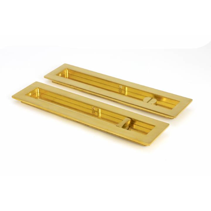 Polished Brass 250mm Plain Rectangular Pull - Privacy Set