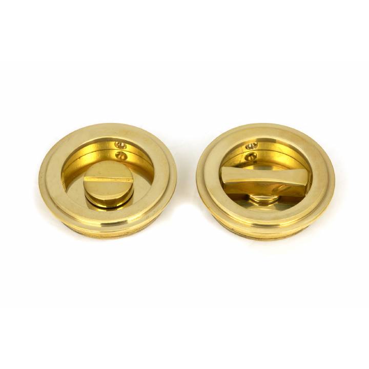 Polished Brass 60mm Art Deco Round Pull - Privacy Set