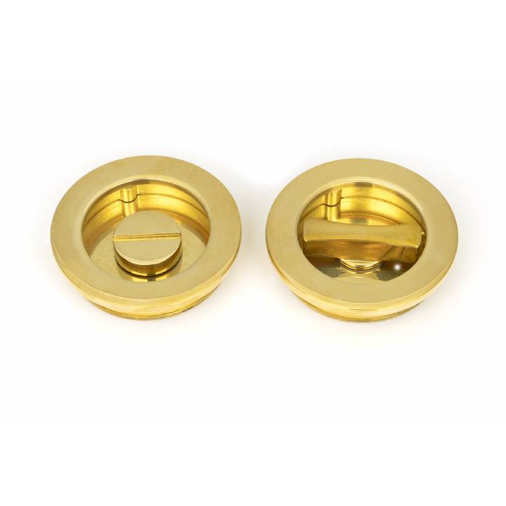 Polished Brass 60mm Plain Round Pull - Privacy Set