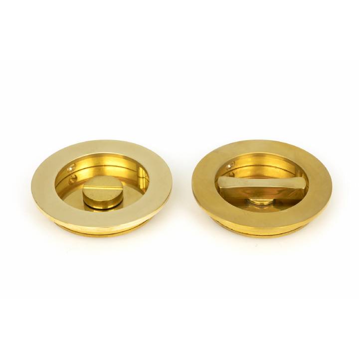 Polished Brass 75mm Plain Round Pull - Privacy Set