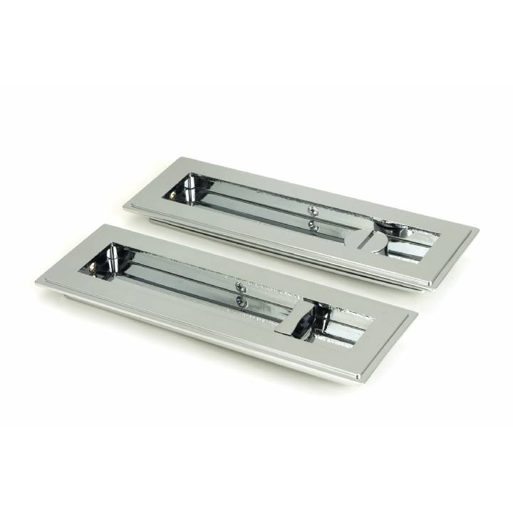 Polished Chrome 175mm Art Deco Rectangular Pull -Privacy Set