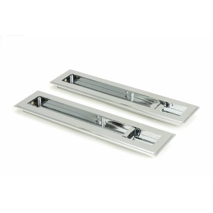 Polished Chrome 250mm Art Deco Rectangular Pull -Privacy Set