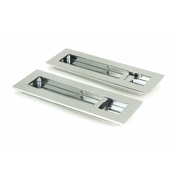 Polished Chrome 175mm Plain Rectangular Pull - Privacy Set