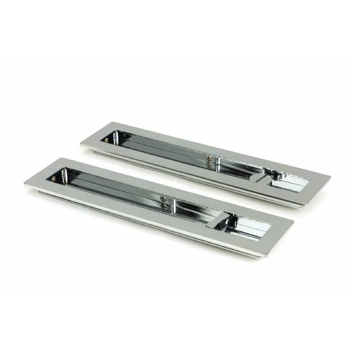 Polished Chrome 250mm Plain Rectangular Pull - Privacy Set