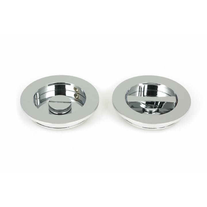 Polished Chrome 75mm Plain Round Pull - Privacy Set