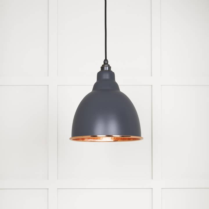 Hammered Copper Brindley Pendant in Slate