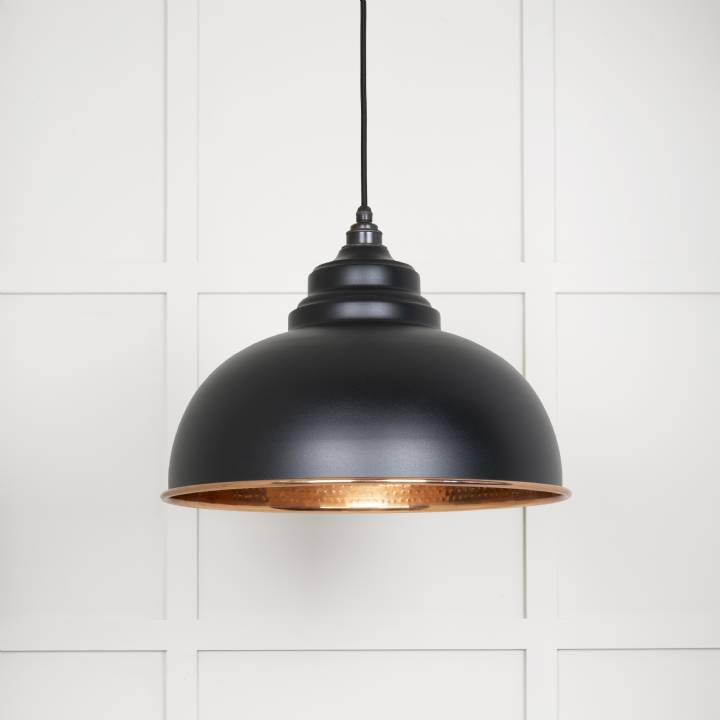 Hammered Copper Harborne Pendant in Elan Black