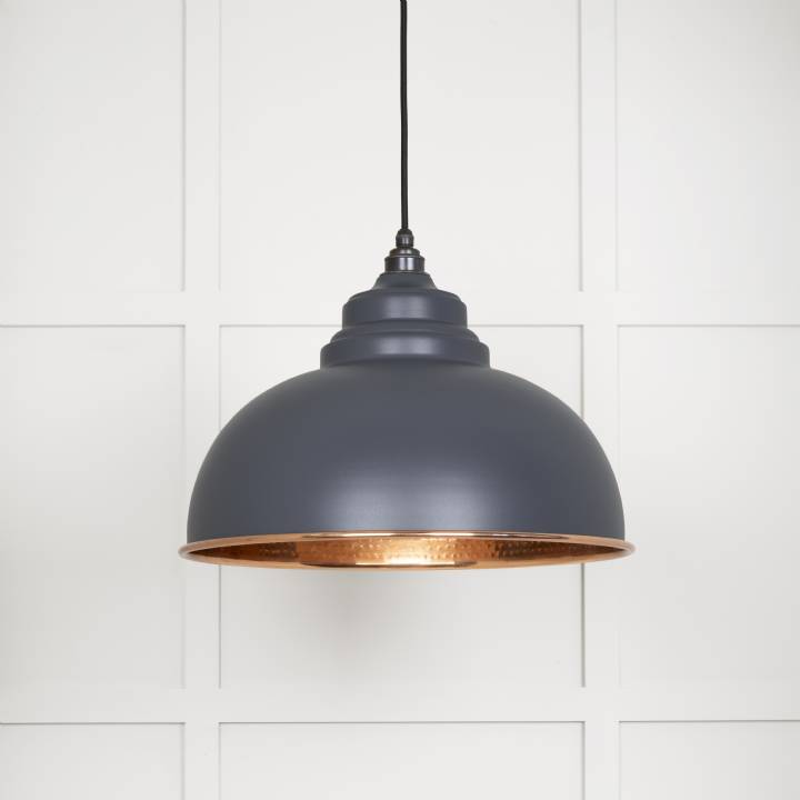 Hammered Copper Harborne Pendant in Slate