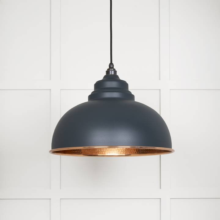 Hammered Copper Harborne Pendant in Soot