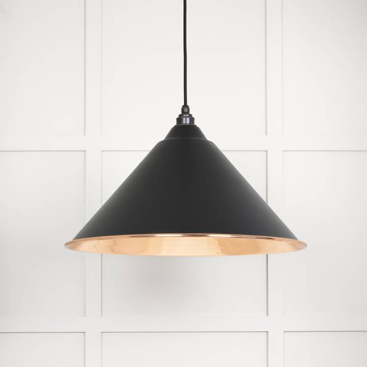 Hammered Copper Hockley Pendant in Elan Black