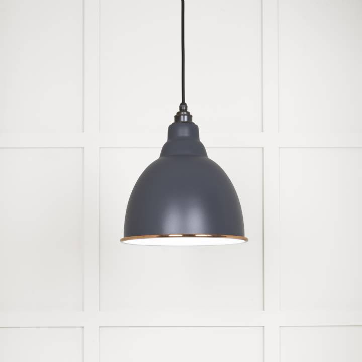 White Gloss Brindley Pendant in Slate