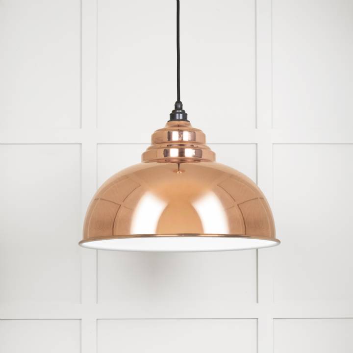 White Gloss Harborne Pendant in Copper