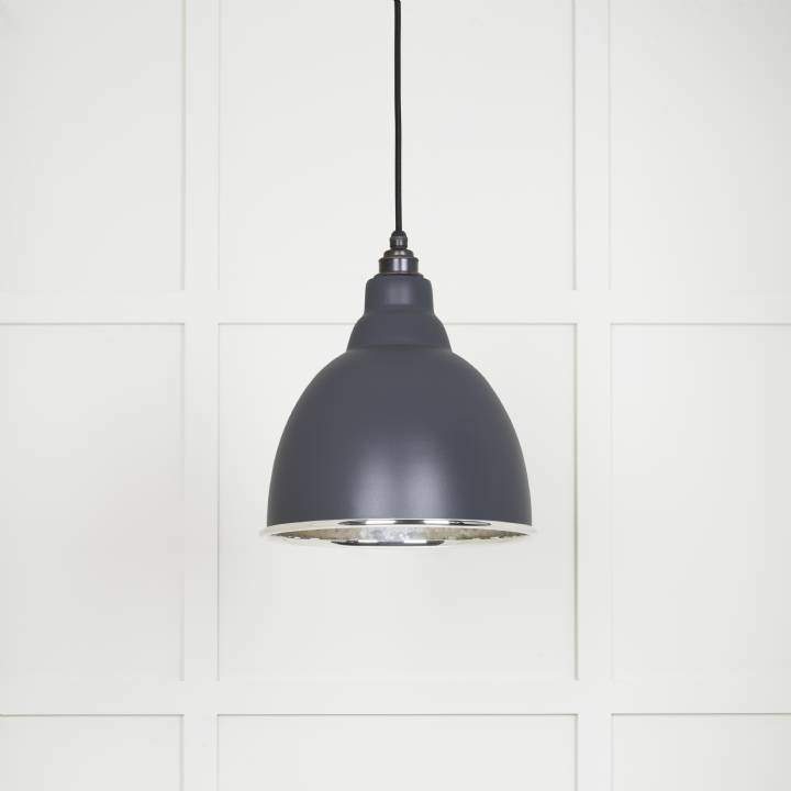 Hammered Nickel Brindley Pendant in Slate