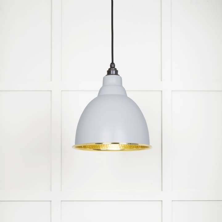 Hammered Brass Brindley Pendant in Birch