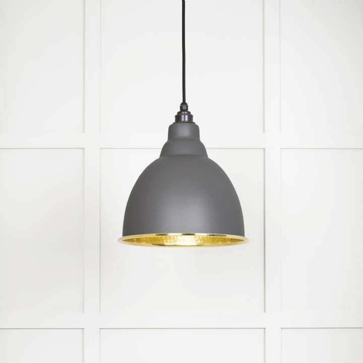 Hammered Brass Brindley Pendant in Bluff