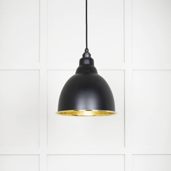 Hammered Brass Brindley Pendant in Elan Black