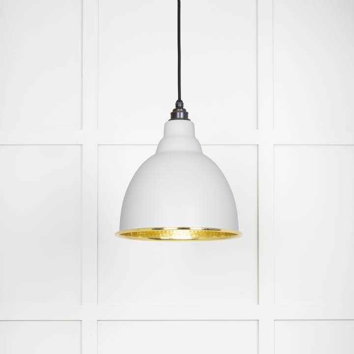 Hammered Brass Brindley Pendant in Flock