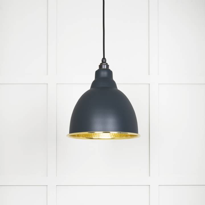 Hammered Brass Brindley Pendant in Soot