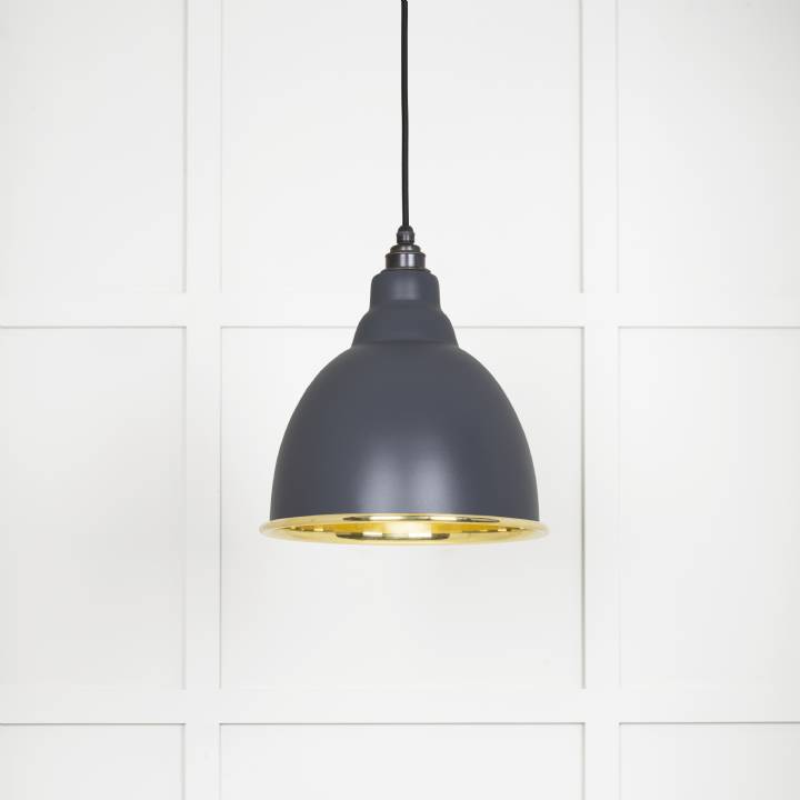 Smooth Brass Brindley Pendant in Slate