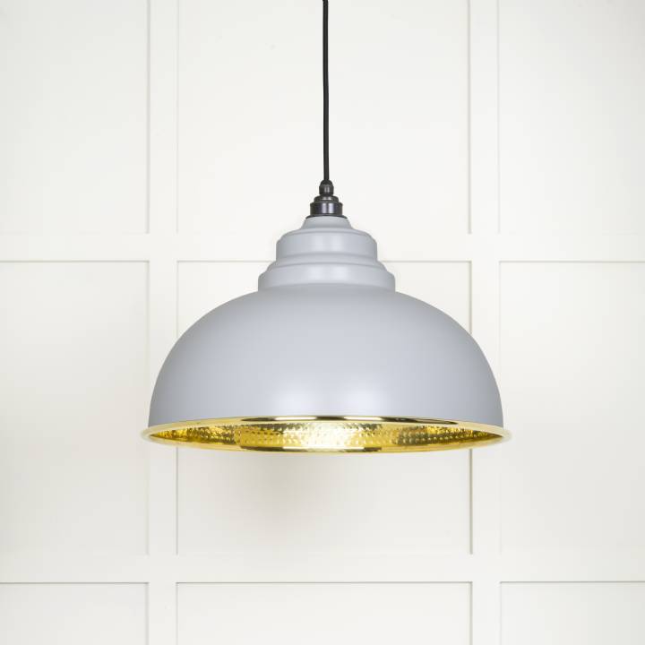 Hammered Brass Harborne Pendant in Birch