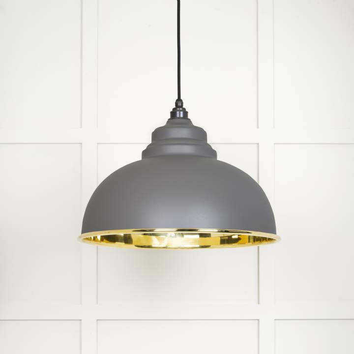 Smooth Brass Harborne Pendant in Bluff