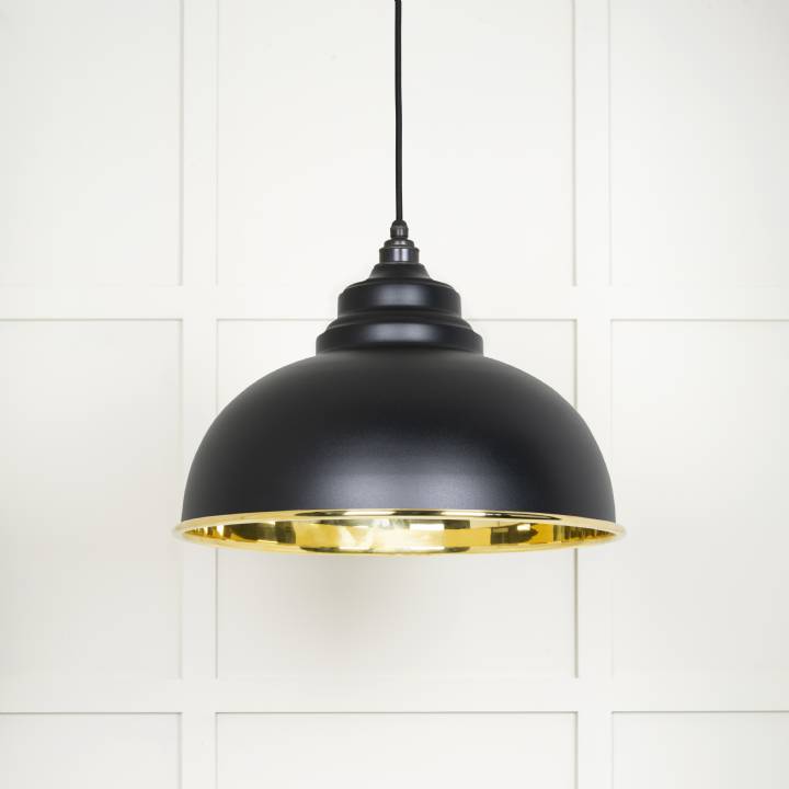 Smooth Brass Harborne Pendant in Elan Black