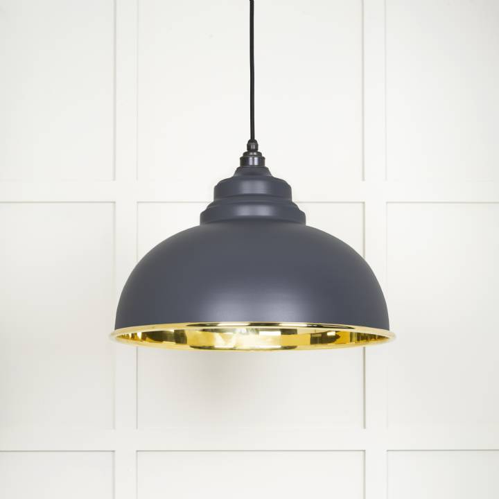 Smooth Brass Harborne Pendant in Slate