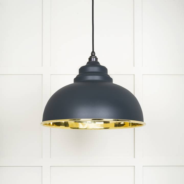 Smooth Brass Harborne Pendant in Soot