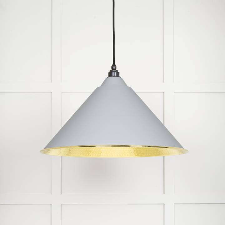 Hammered Brass Hockley Pendant in Birch