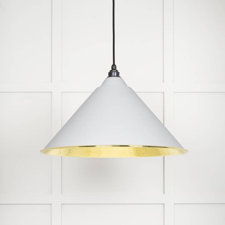 Hammered Brass Hockley Pendant in Flock