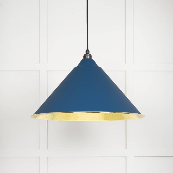 Hammered Brass Hockley Pendant in Upstream